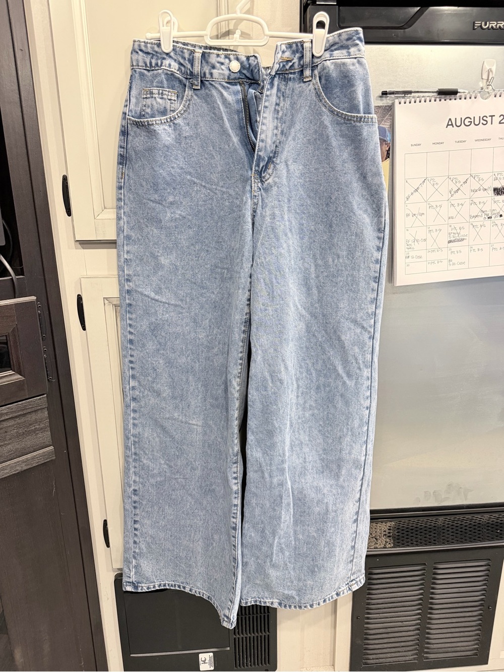 SHEIN Light Blue High-Waist Wide Leg Jeans